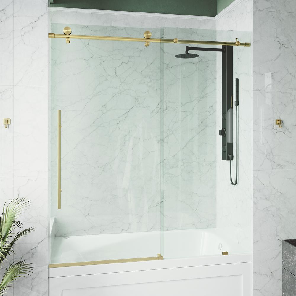 VIGO Elan Eclass 60 in. x 66 in. Frameless Sliding Shower Door in