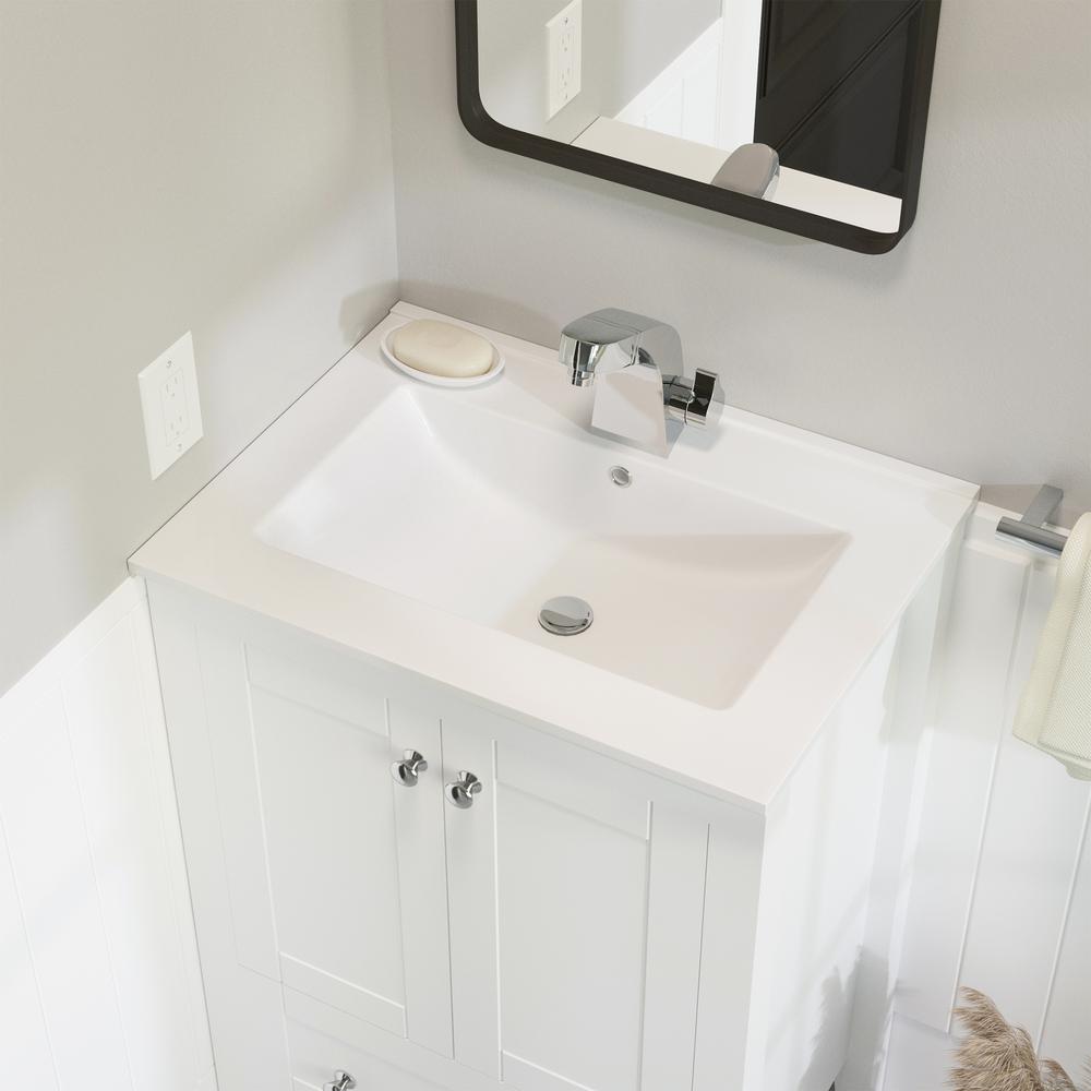 Swiss Madison 24 In Ceramic Single Faucet Hole Vanity Top In White   Swiss Madison Bathroom Vanity Tops Sm Vt324 64 1000 