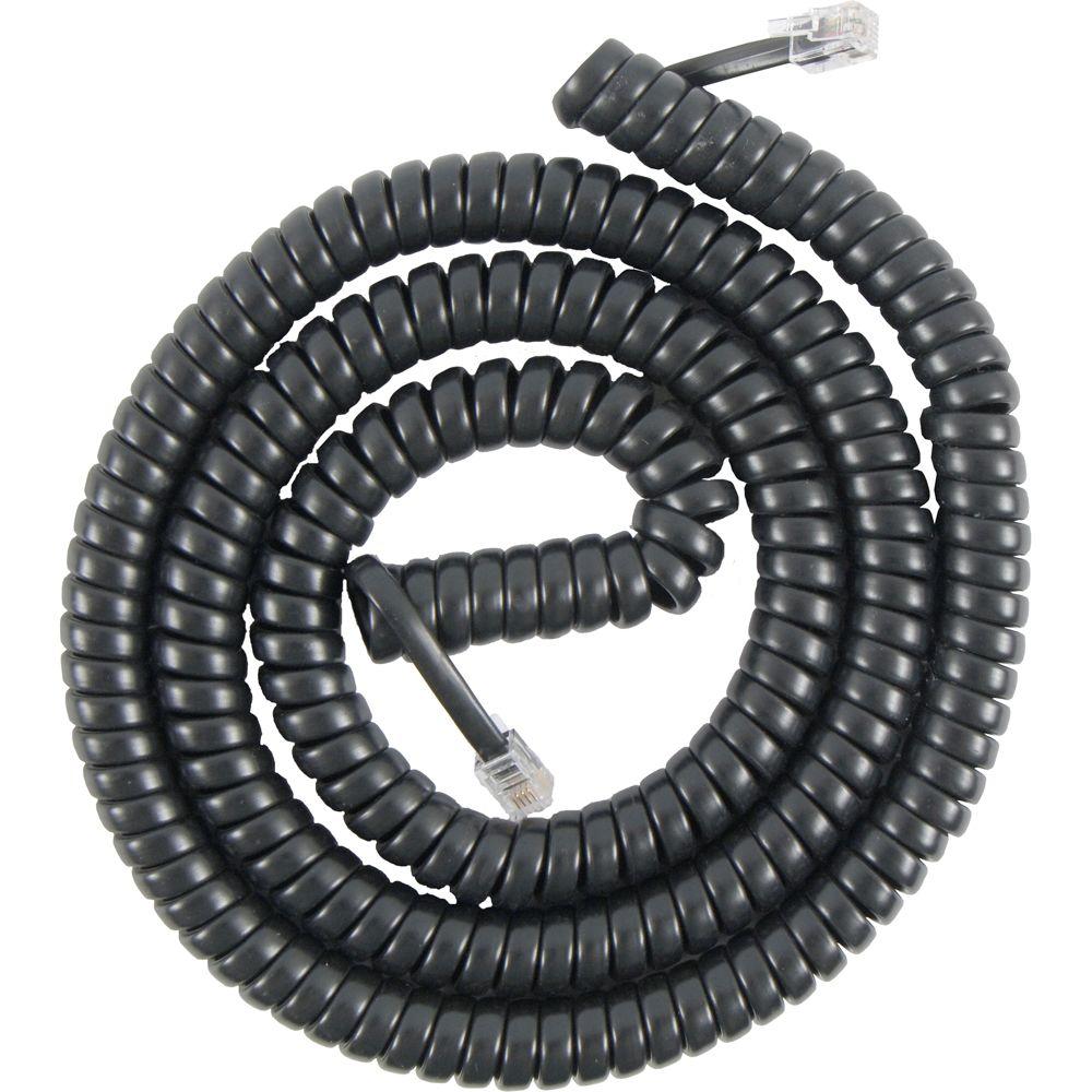 Power Gear 25-ft. Coil Cord Phone Handset, Black-76139 - The Home Depot