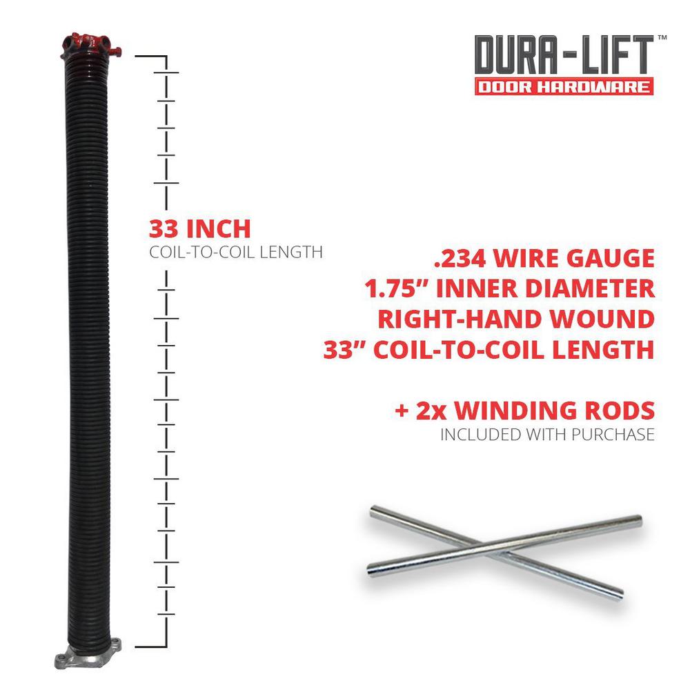 DURA-LIFT .234 x 1.75 x 31 Torsion Garage Door Spring Brown, Right Wound