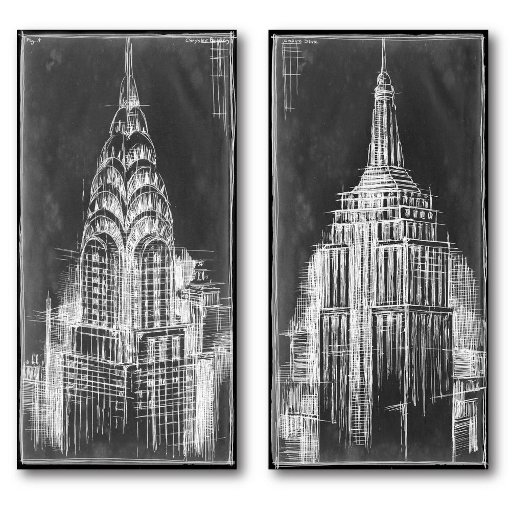 2 24 In X 36 Panels Chrysler And Empire State Blueprint Multi Panel Gallery Wrapped Printed Canvas Wall Art