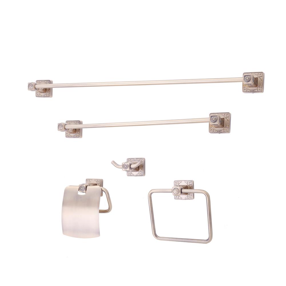 Dyconn Reno Series 5-Piece Bath Accessory Set in Antique Brass by Dyconn