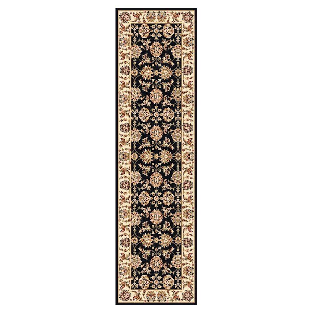 Kas Rugs Traditional Kashan Black/Ivory 2 ft. 2 in. x 7 ft. 11 in. Rug ...