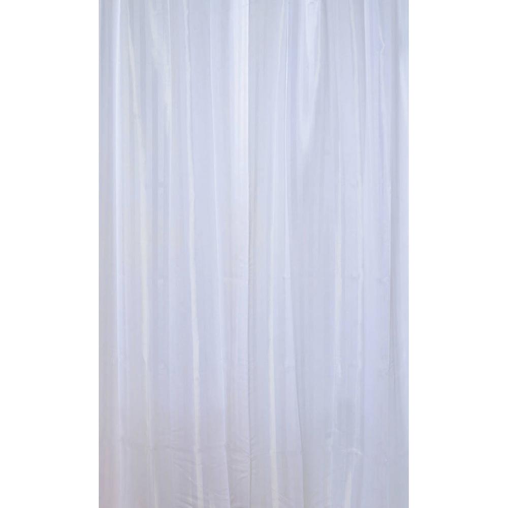 Stripes Vertical Polyester Fabric Shower Curtain White 1201100