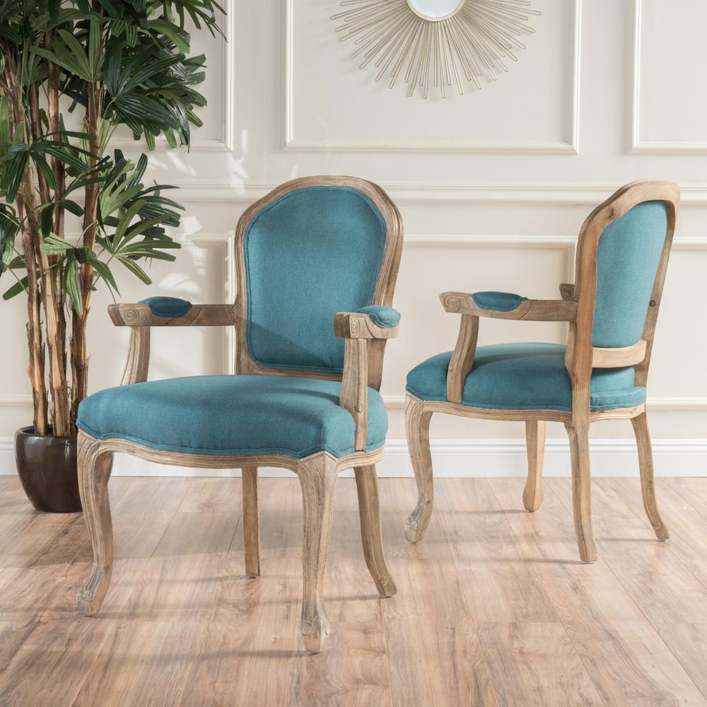 Noble House Paxton Dark Teal Fabric Armchairs With Natural Wood Paxton Dark Teal Fabric Armchairs With Natural Wood Frame Set Of 2