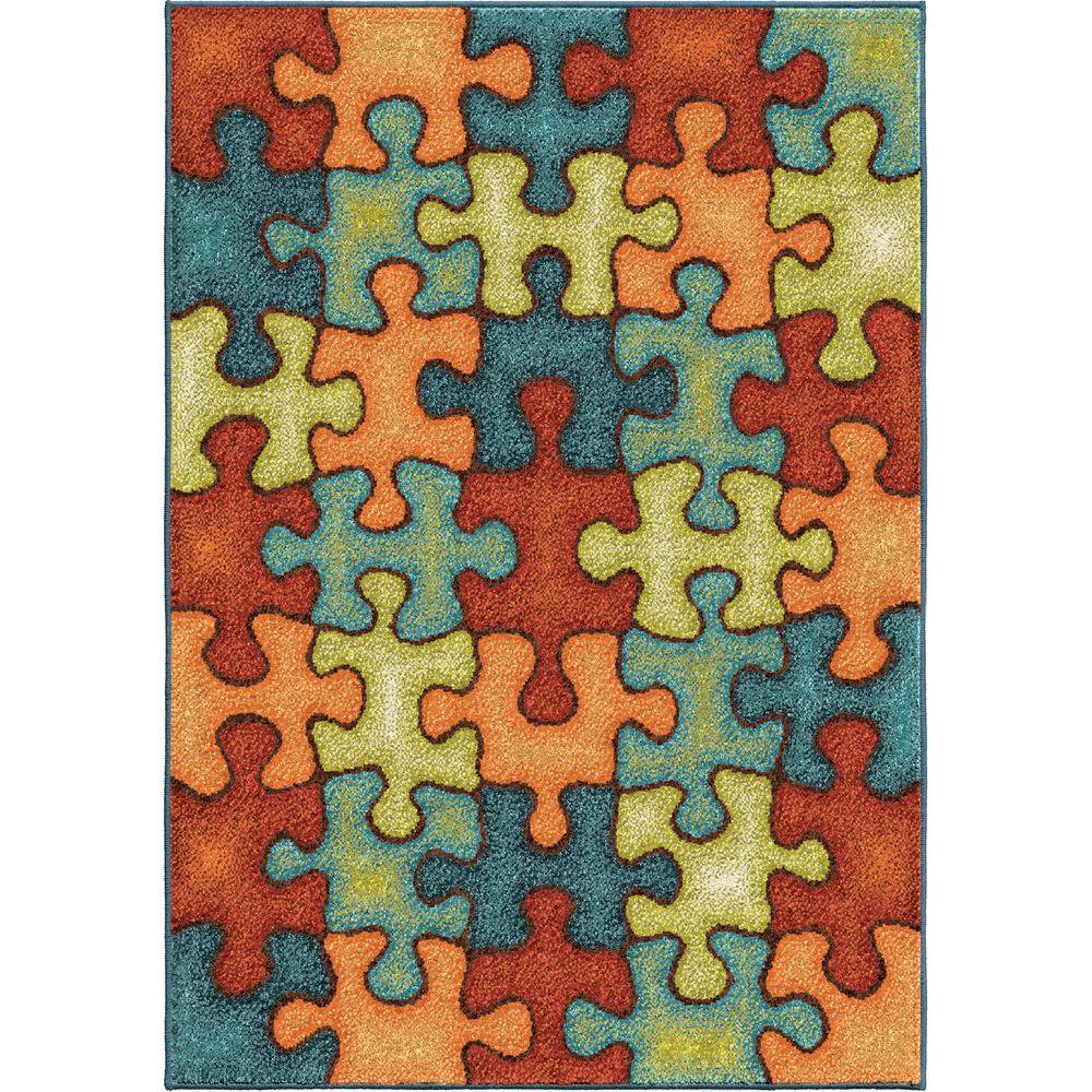 Perplexed Puzzle Multi 5 Ft X 8 Indoor Area Rug