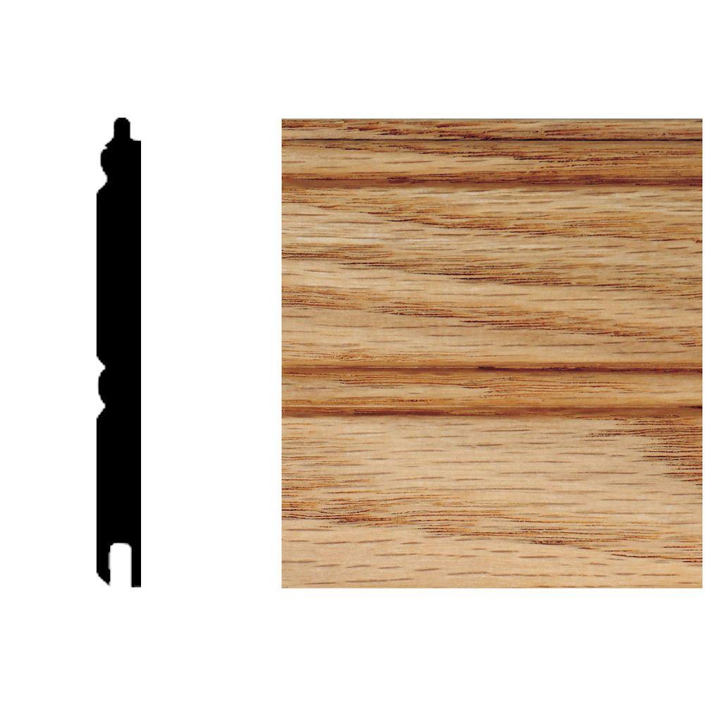 House Of Fara 5 16 In X 3 1 8 32 Oak Tongue And Groove Wainscot 6 Piece