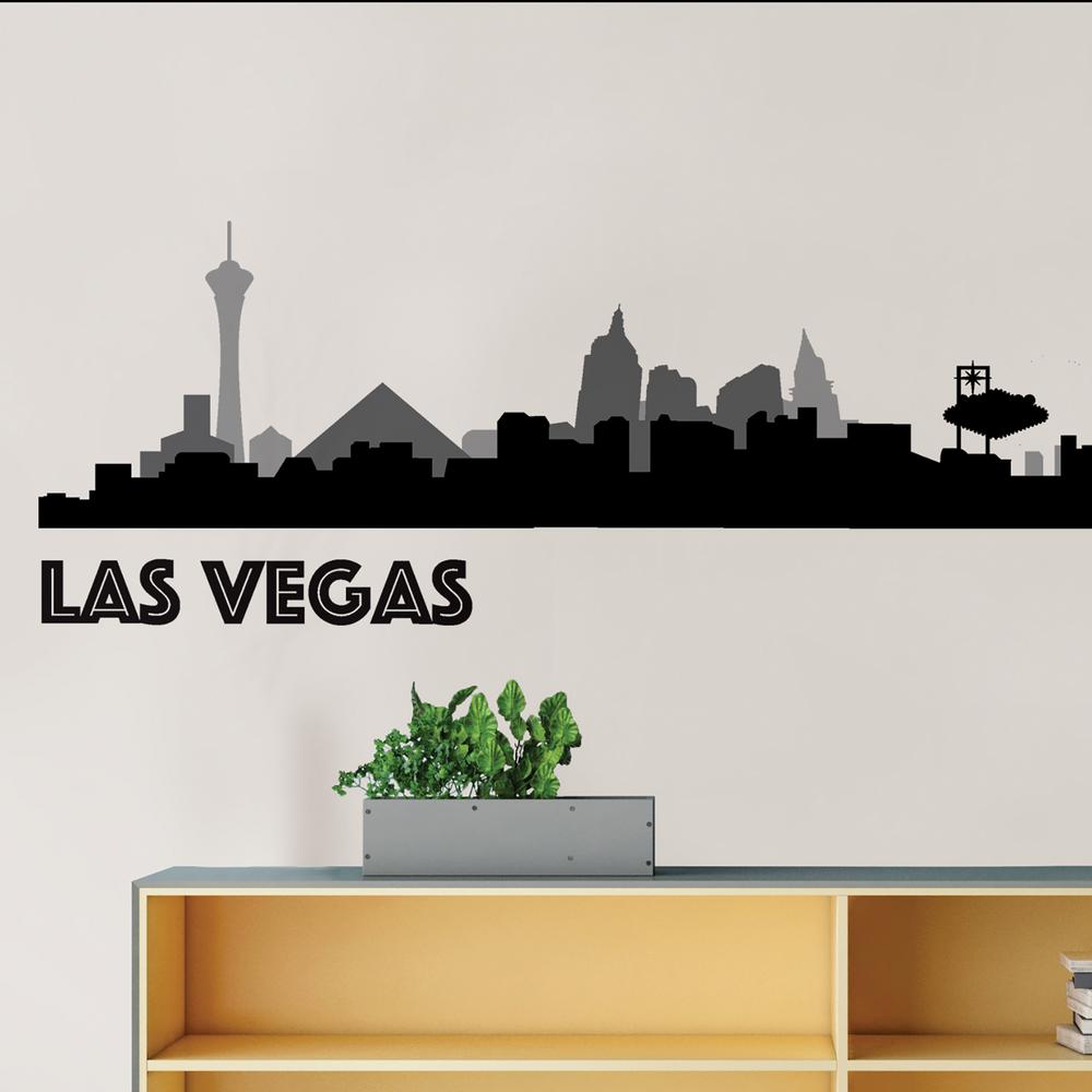 Wallpops Las Vegas Black Cityscape Wall Art Kit Dwpk2565 The Home Wallpops Las Vegas Black Cityscape Wall Art Kit