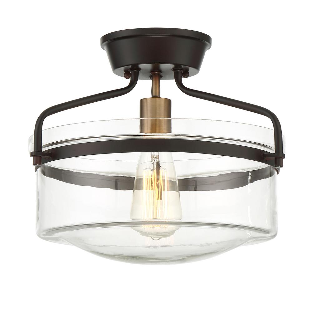 Filament Design 1Light Oiled Rubbed Bronze with Brass Accents Semi