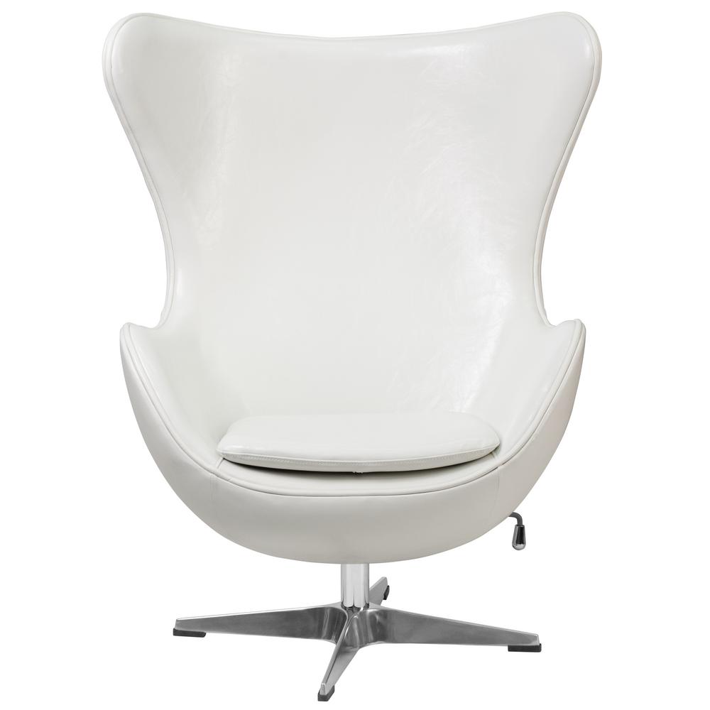 Flash Furniture White Leather Egg Chair With Tilt Lock Mechanism Flash Furniture White Leather Egg Chair With Tilt Lock Mechanism