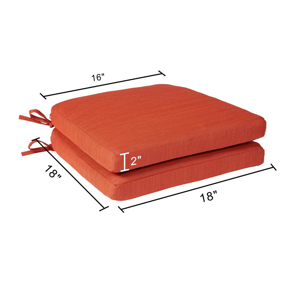 Hampton Bay Spring Haven 18 X 18 Outdoor Dining Chair Replacement Cushion In Orange 2 Pack 89 2222o The Home Depot