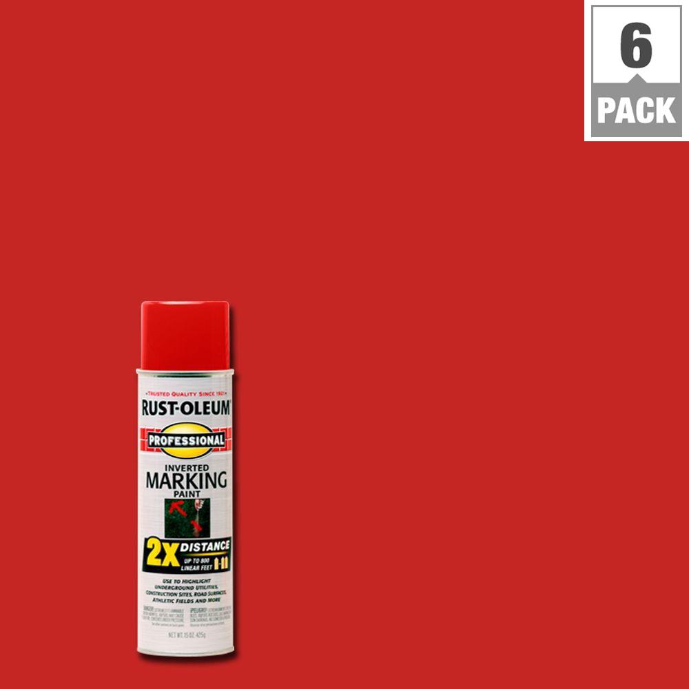Rust Oleum Professional 15 Oz Safety Red 2x Distance Inverted Rust Oleum Professional 15 Oz Safety Red 2x Distance Inverted Marking Spray Paint 6 Pack 266591 The Home Depot