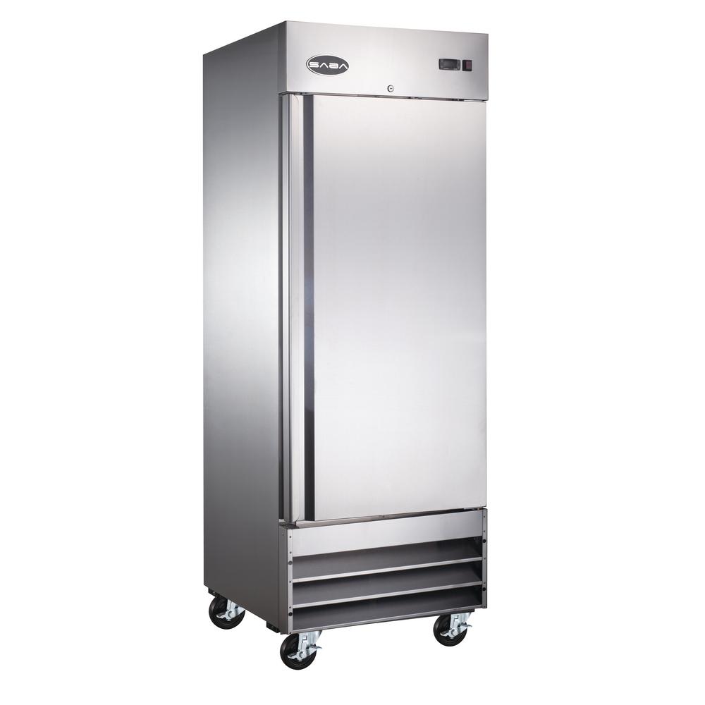 Saba 29 In W 23 Cu Ft One Door Commercial Reach In Upright Refrigerator In Stainless Steel S 23r The Home Depot