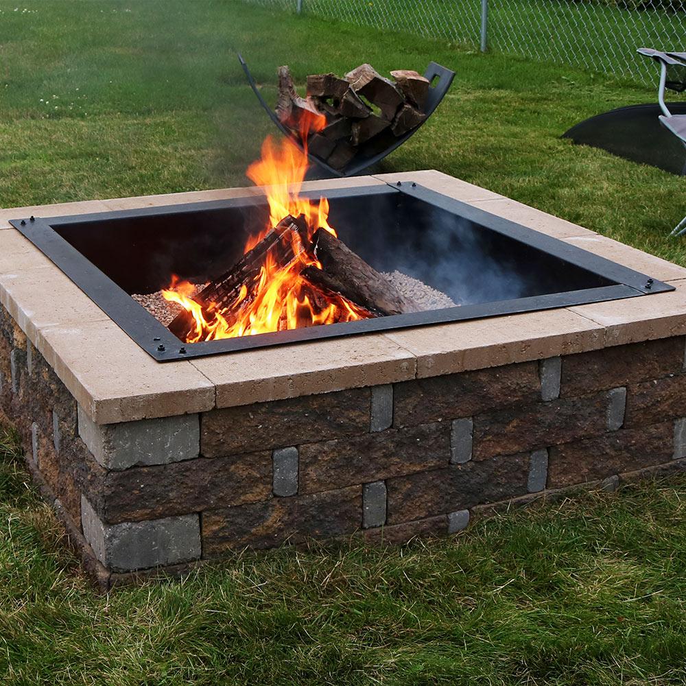 Sunnydaze Decor Heavy Duty 36 In X 10 In Square Steel Wood Fire Pit Insert In Black Kf Shdfpr36 The Home Depot