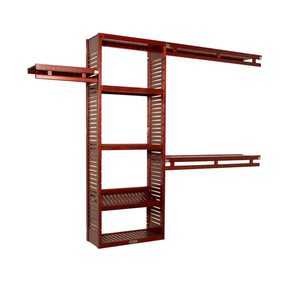 John Louis Home 12 in. D x 96 in. W x 84 in. H Deep Simplicity Wood Closet System in Red ...
