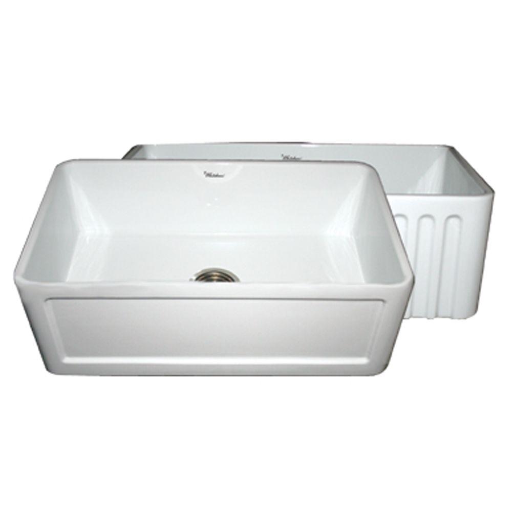 Whitehaus Collection Reversible Farmhaus Series All In One Apron Front Fireclay 30 In Single Bowl Kitchen Sink In White