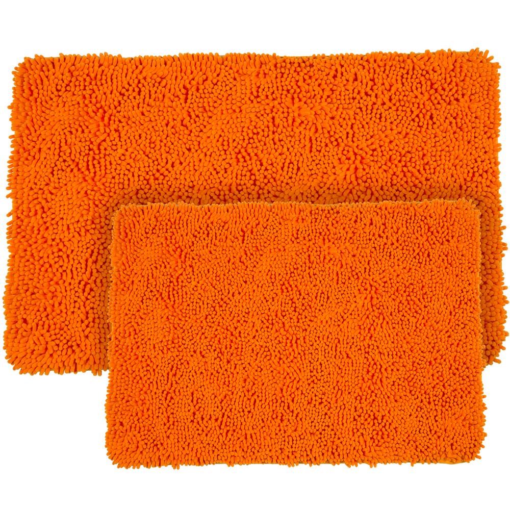 Lavish Home Shag Orange 21 In X 32 In Memory Foam 2 Piece Bath