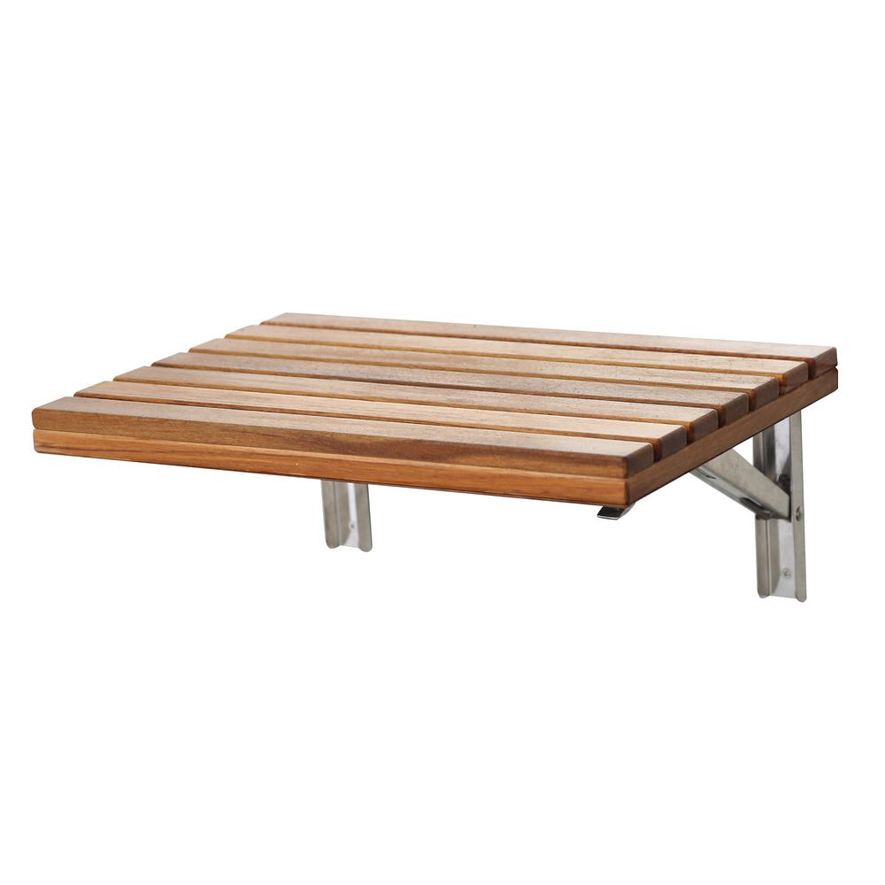Anzzi Goreme Wall Mounted Teak Shower Seat Ac Az205 The Home Depot