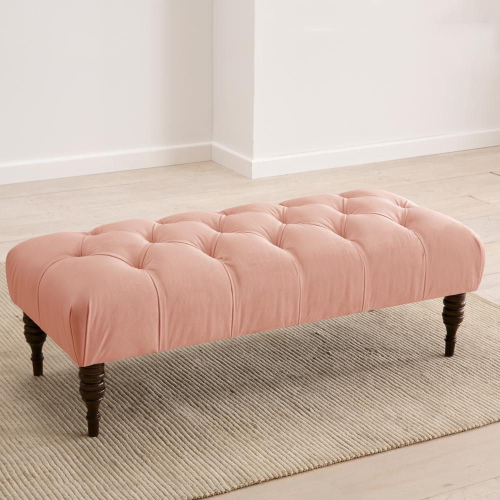 Skyline Furniture Velvet Blush Tufted Bench 3025VLVTBLSH