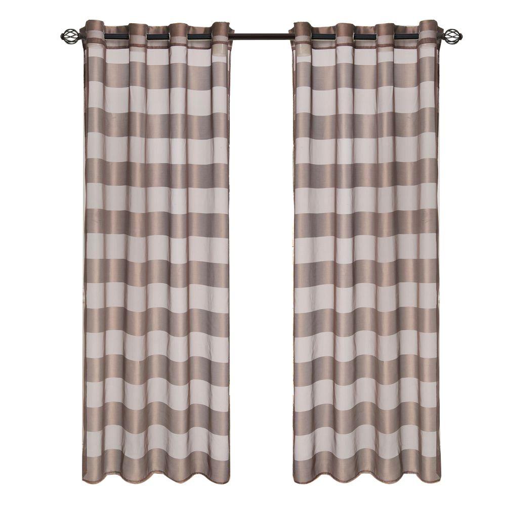 Lavish Home Coffee Sofia Grommet Curtain Panel 95 In Length 63