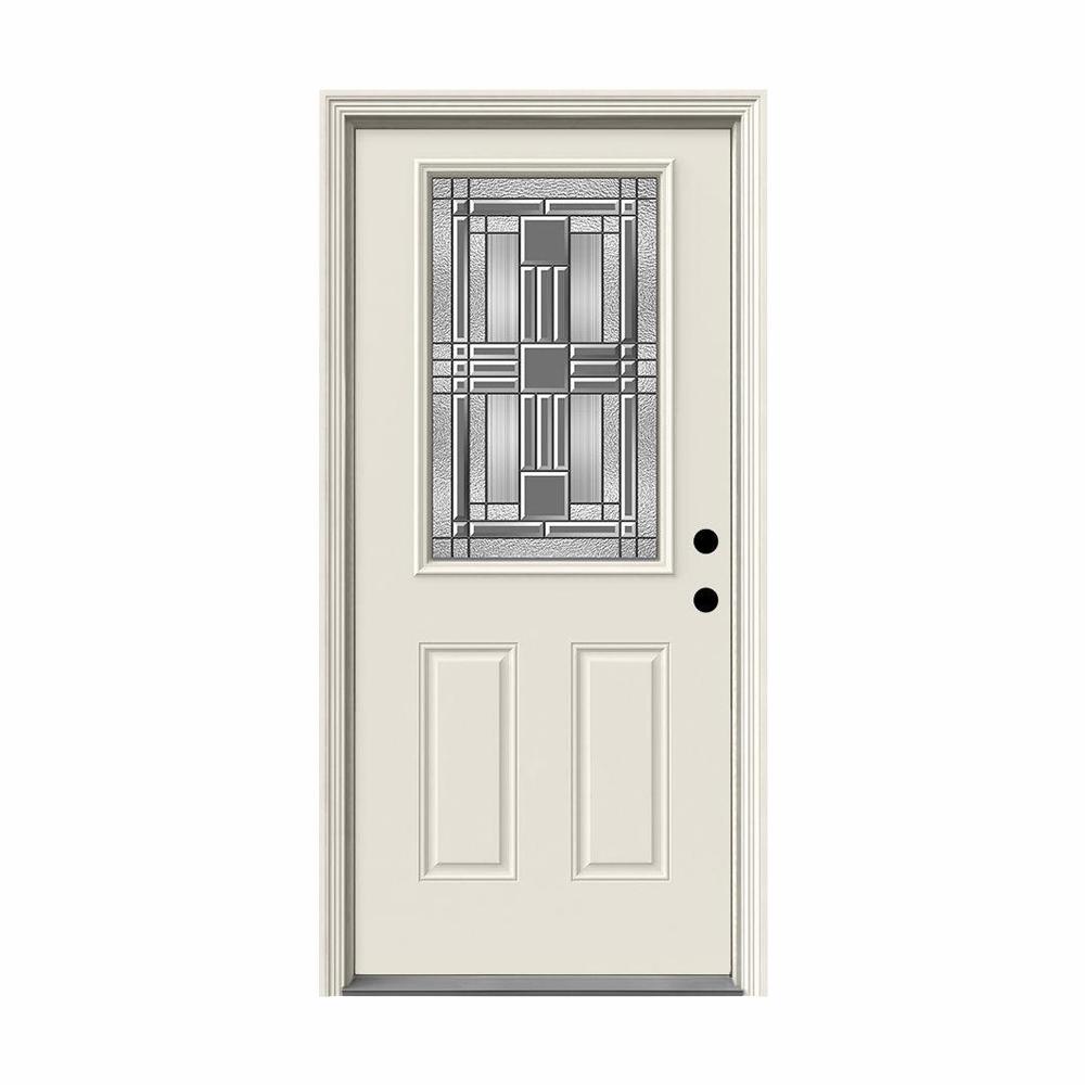 JELD-WEN 36 In. X 80 In. 1/2 Lite Cordova Primed Steel Prehung Left ...