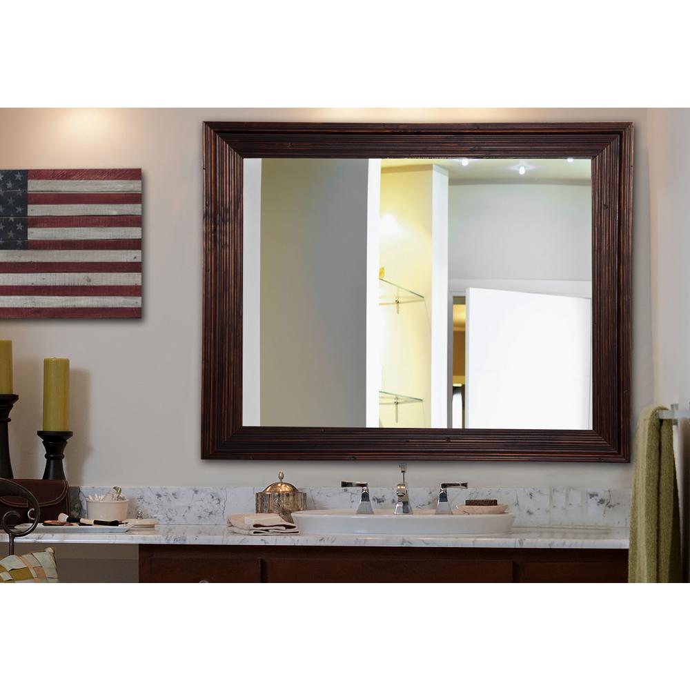 24 In W X 30 In H Framed Rectangular Bathroom Vanity Mirror In Brown V0017m The Home Depot