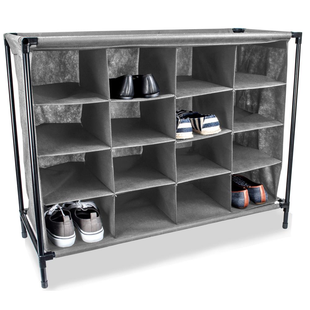 Home Basics 16 Pair Grey Shoe Organizer Sr49156 The Home Depot