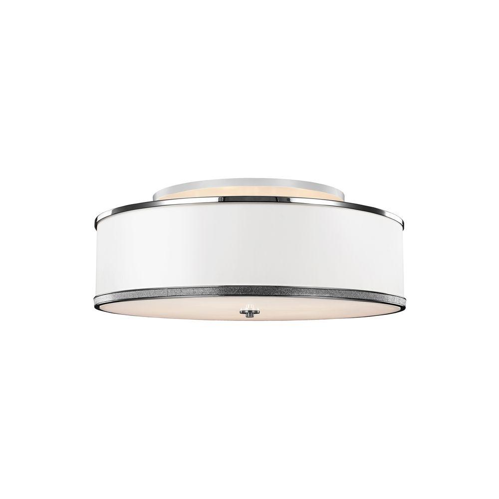 Fabric Flush Mount Lights Lighting The Home Depot Pave 5 Light Polished Nickel Ceiling Fixture