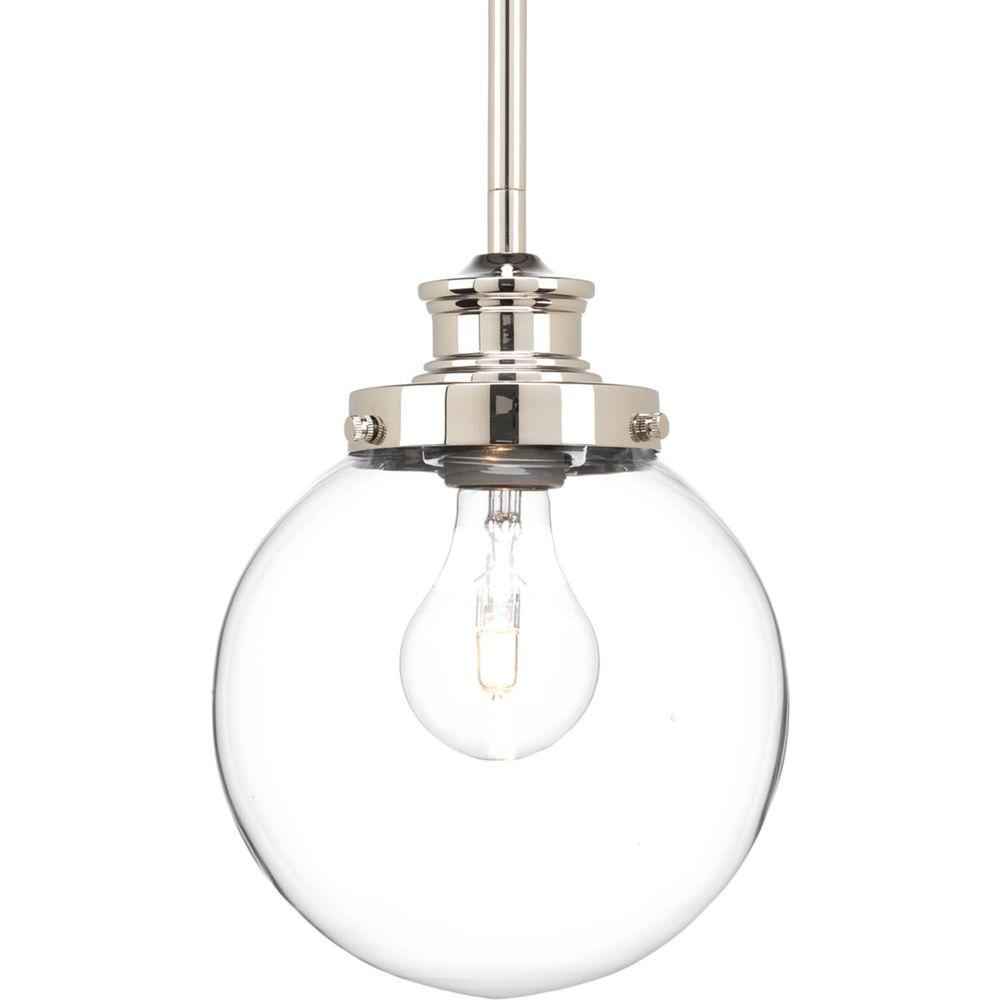 Globe Clear Progress Lighting Pendant Lights The 1 Light Polished Nickel Mini Pendant With Clear Glass