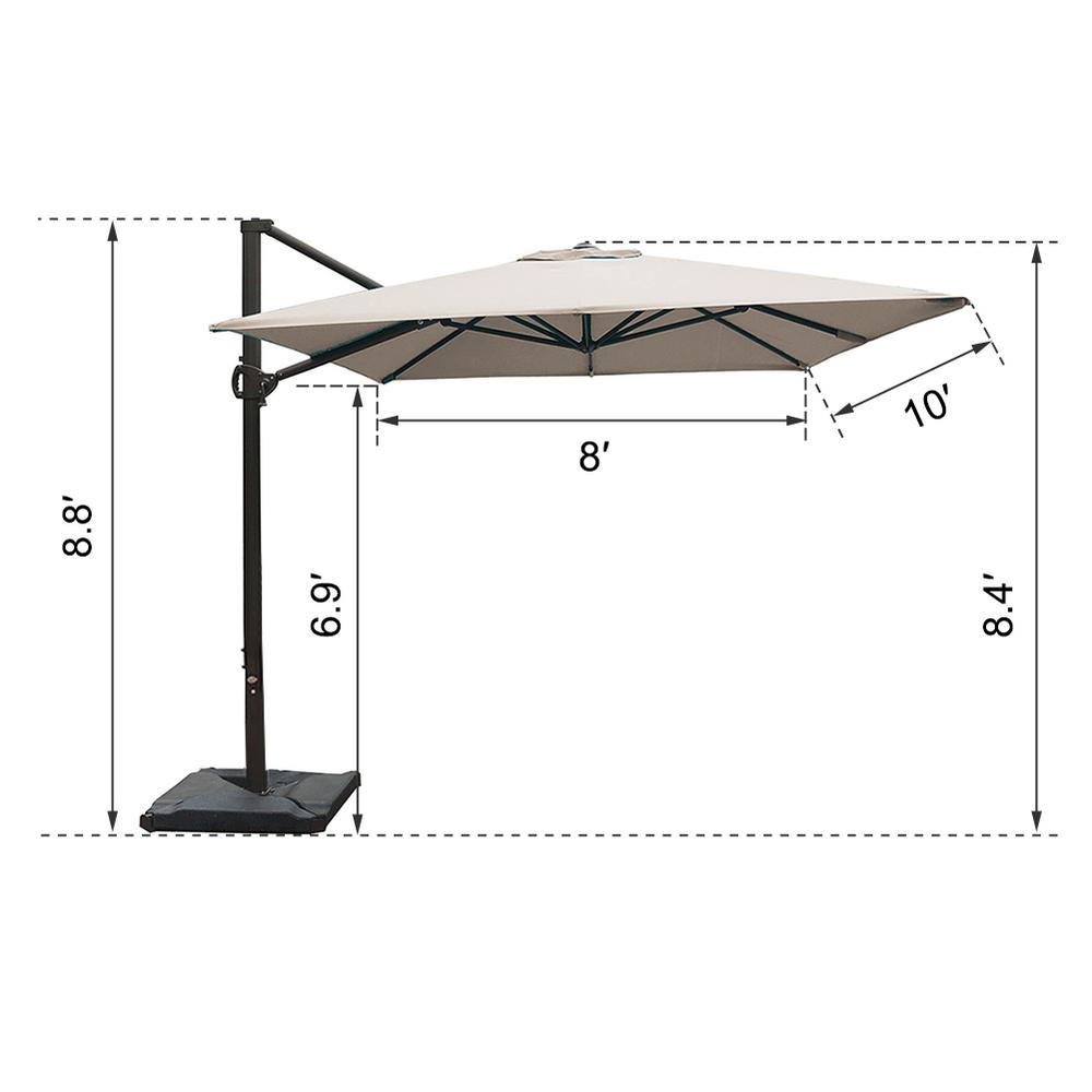 Abba Patio 8 Ft X 10 Ft Rectangular Cantilever Push Tilt Patio Umbrella In Sand Apnrc810sc The Home Depot