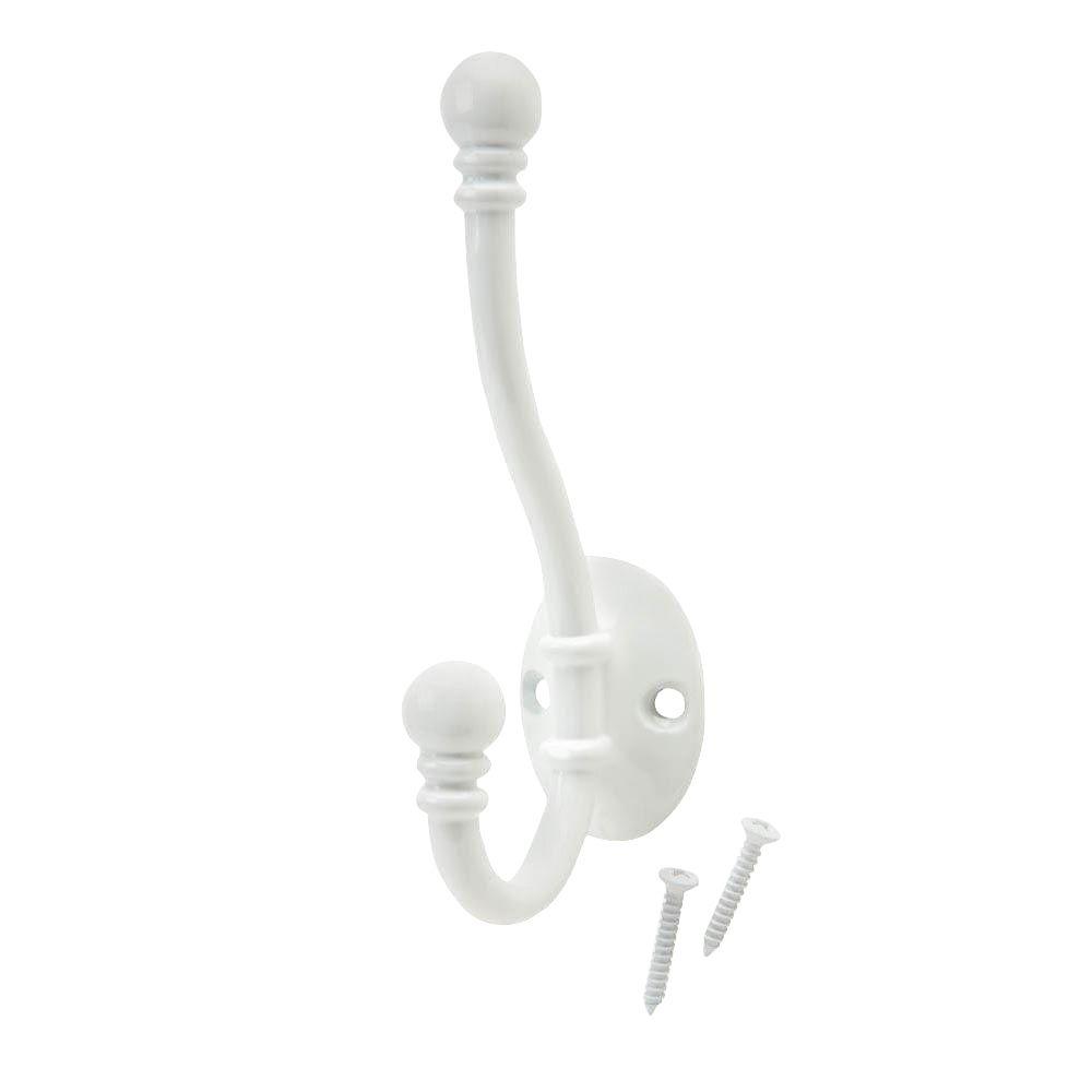 Everbilt White Decorative Coat And Hat Hook 15729 The Home Depot
