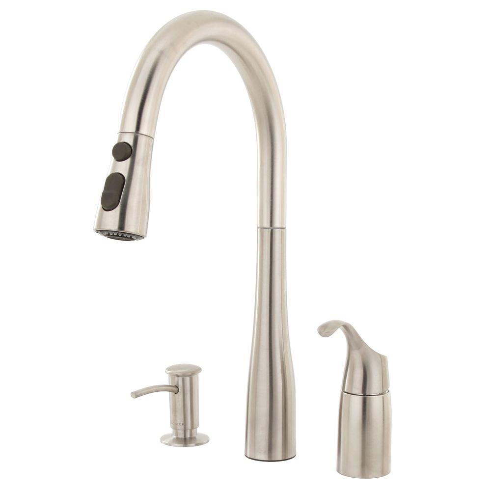 3 Hole Pull Down Kitchen Faucets Kitchen Faucets The Home Depot