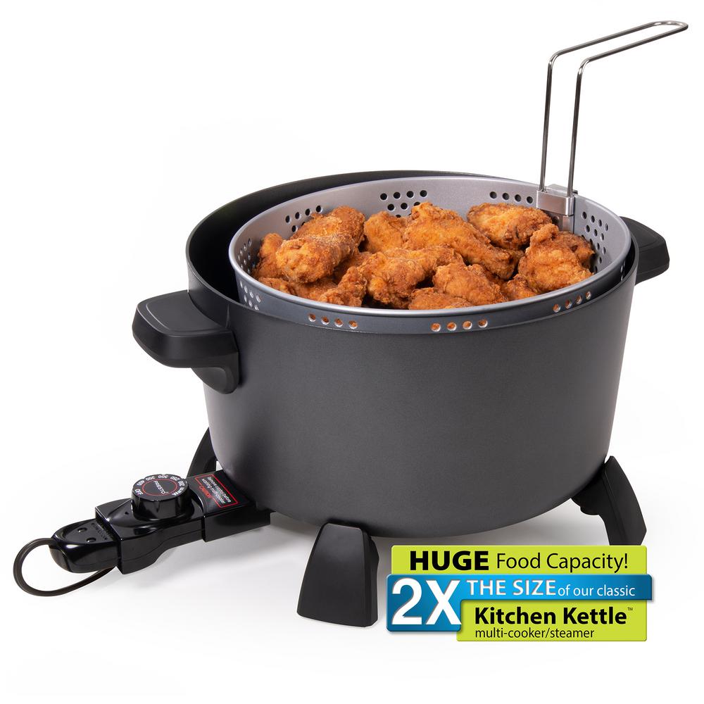 Presto 10 qt. Black Kitchen Kettle Deep Fryer-Multi Cooker-06009 - The ...