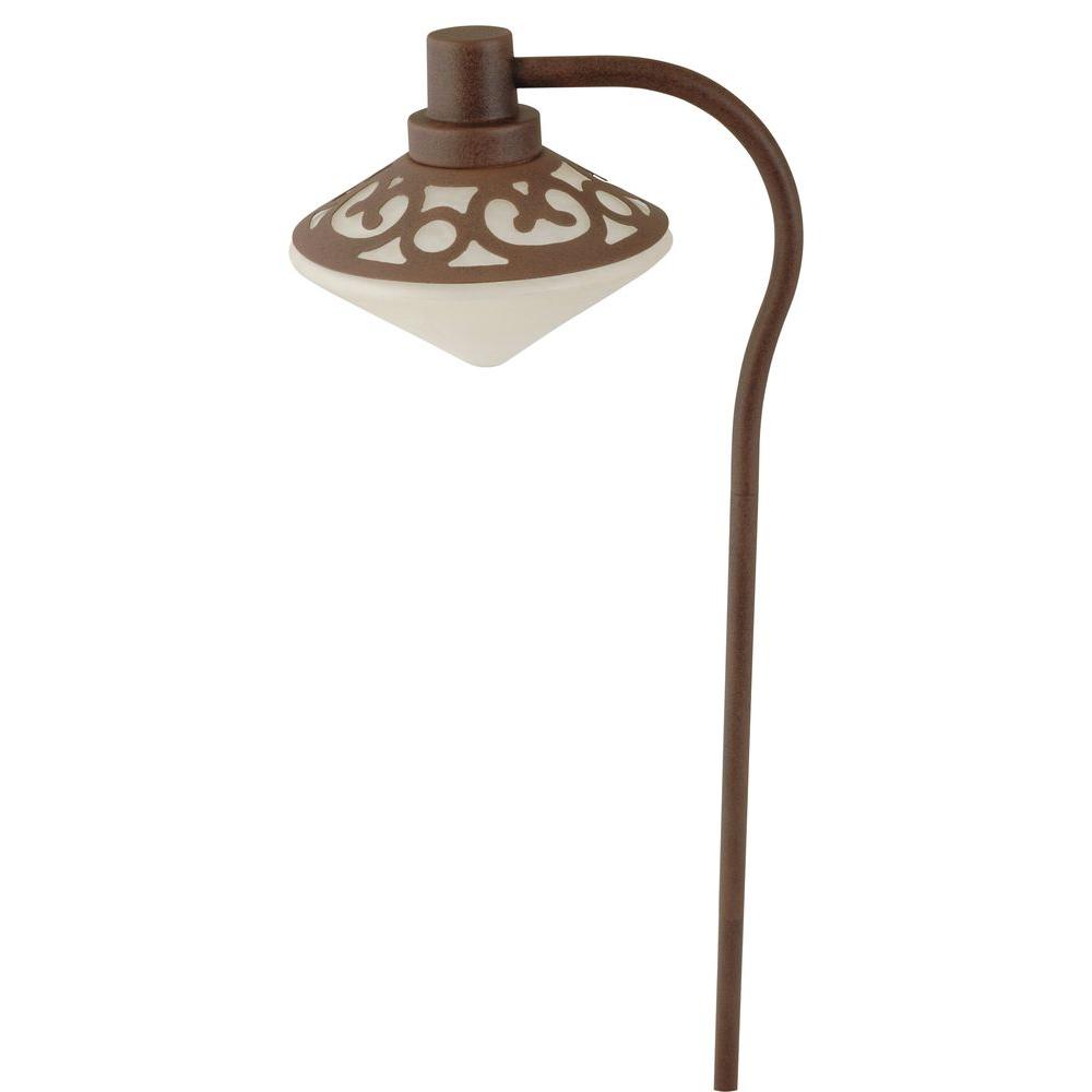Low Voltage Moonrays Integrated Led Landscape Lighting Brietta Style Low Voltage 7 Watt Redwood Metal Outdoor Landscape Path Light