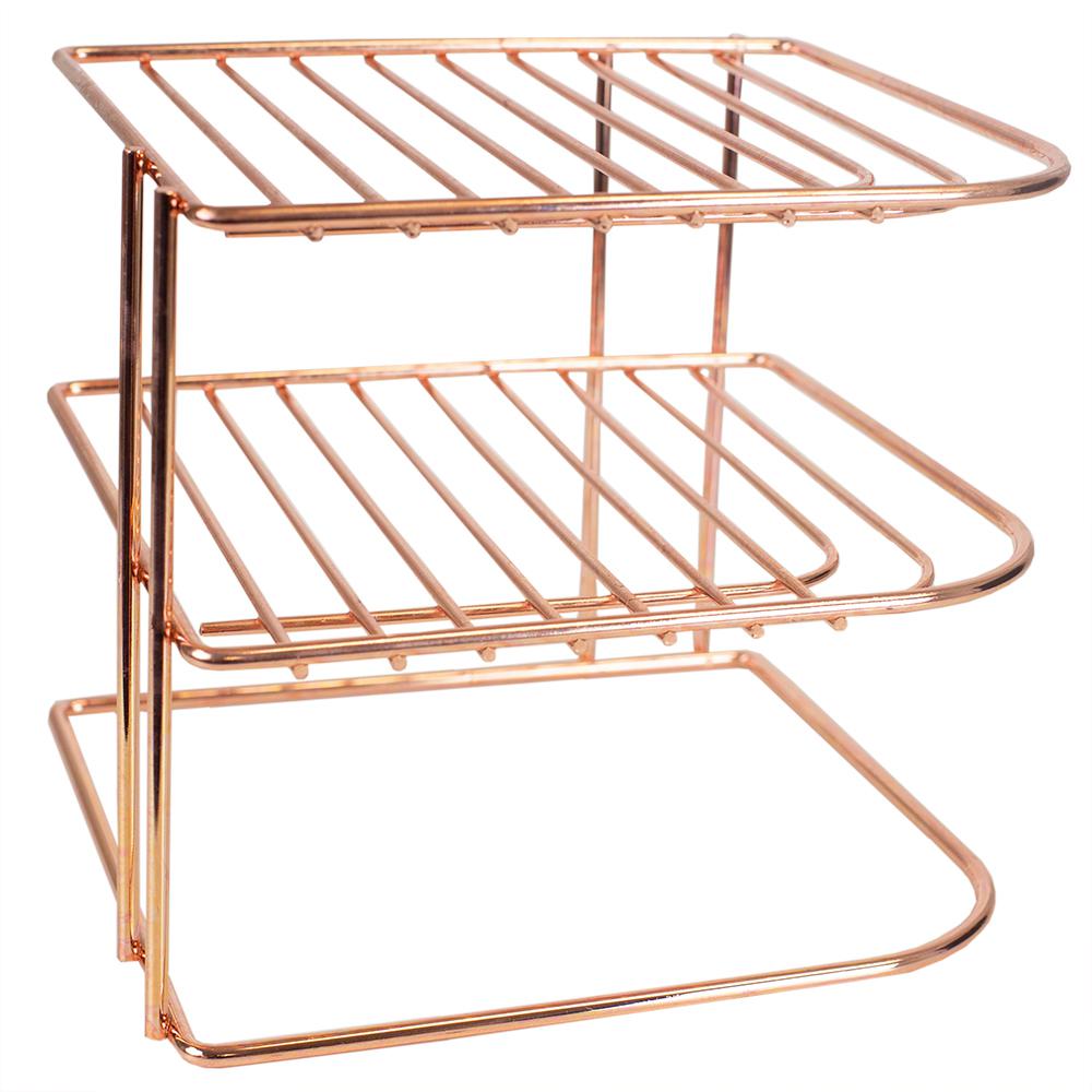 3-tier Copper Coated Steel Corner Organizing Storage Rack-hdc51489 