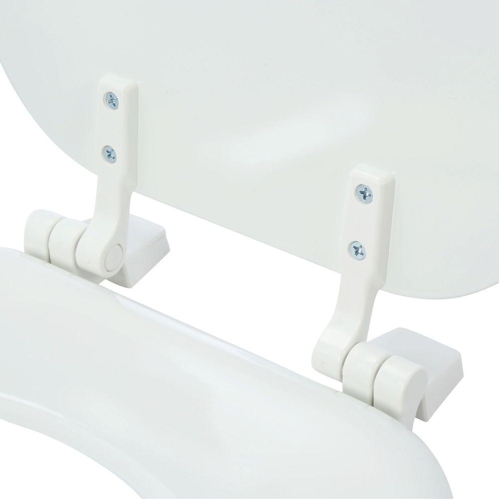 Round Shaped Closed Front Toilet wood Seat Bumpers Hinges White Glacier