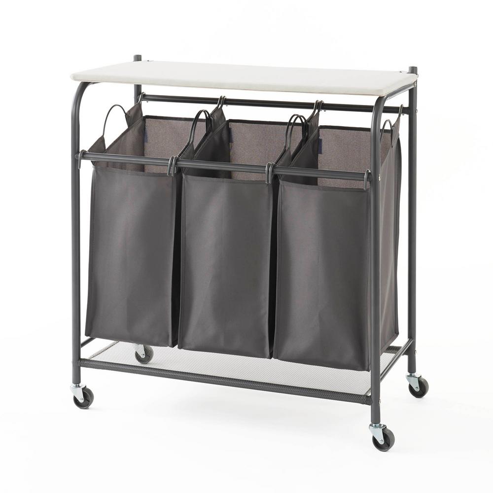 UPC 061648929306 product image for neatfreak Grey Triple Deluxe Fabric Laundry Hamper Sorter with Ironing Board | upcitemdb.com