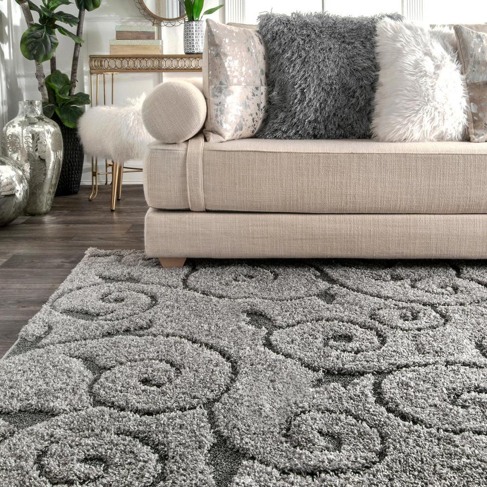 Nuloom Sarina Tribal Diamond Striped Gray 8 Ft Square Rug Rzbd40a S808 The Home Depot
