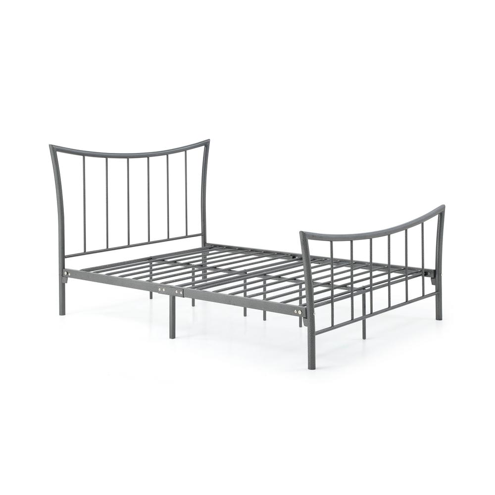 Hodedah Complete Metal Charcoal Twin Bed With Headboard Footboard