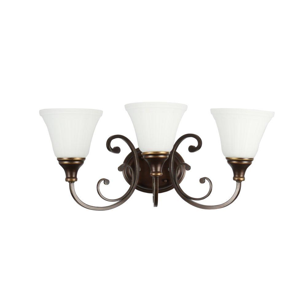 Hampton Bay Somerset 3 Light Bronze Vanity Light With Bell Shaped Frosted