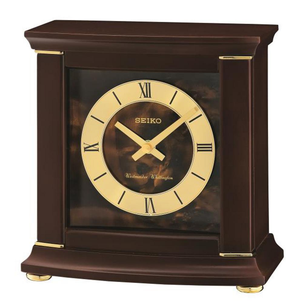 UPC 029665189745 product image for Seiko Square Dark Wood with Gold Roman Numeral Dial and Westminster/Whittington  | upcitemdb.com