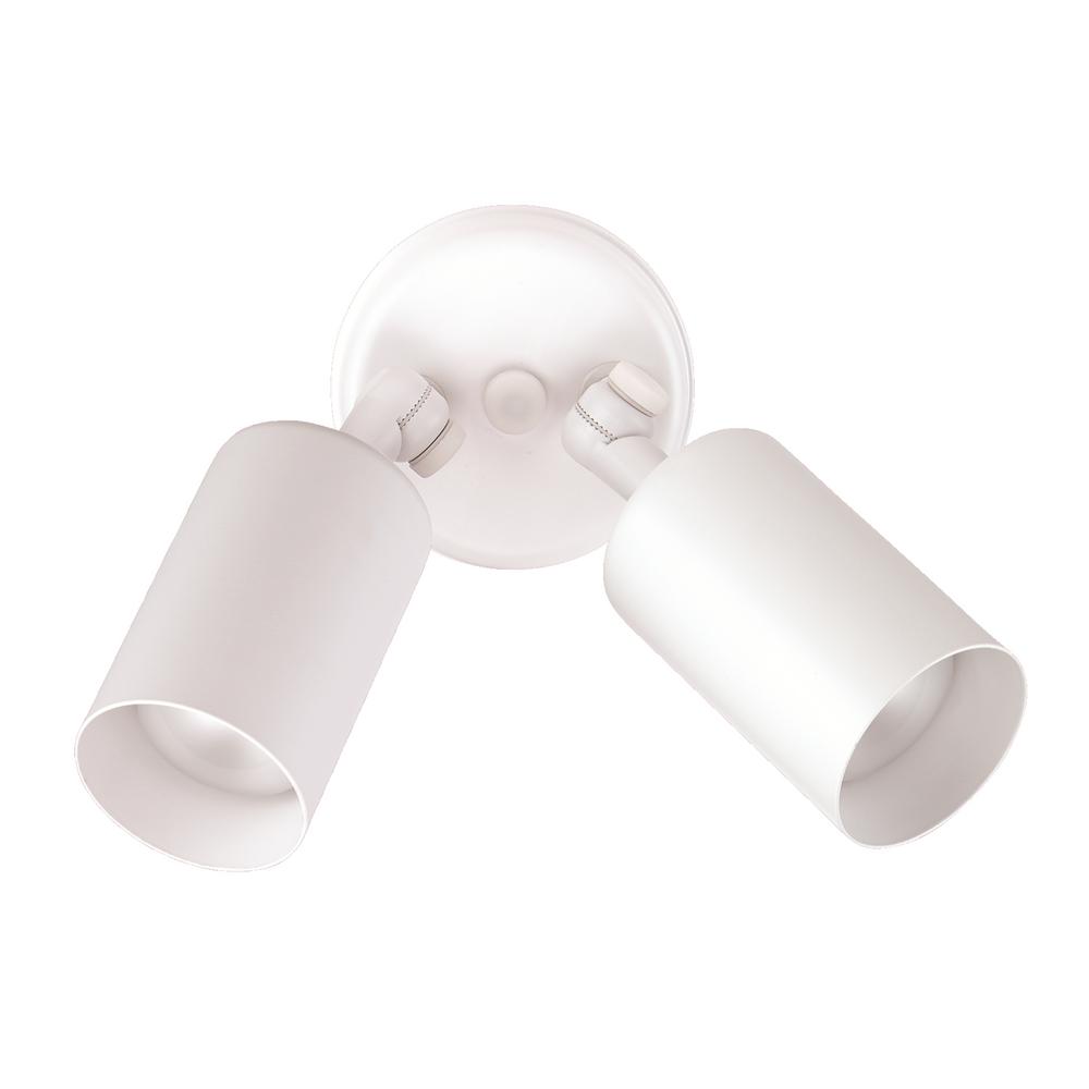 NICOR Double Bullet 75Watt 2Light White Outdoor Wall Lantern Sconce11722 The Home Depot