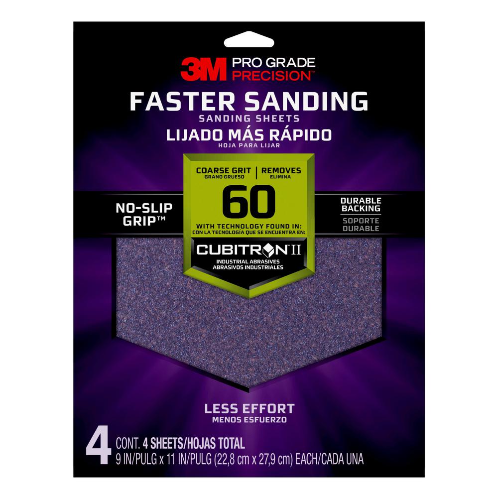 Pro Grade Precision 9 in. x 11 in. 60 Grit Coarse Advanced Sanding Sheets (4-Pack)