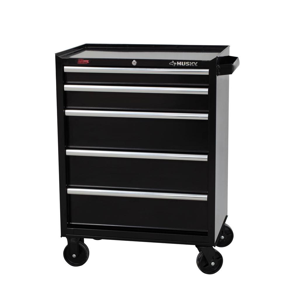 Husky 27 In 5 Drawer Rolling Tool Cabinet Black H5tr2 The Home Depot