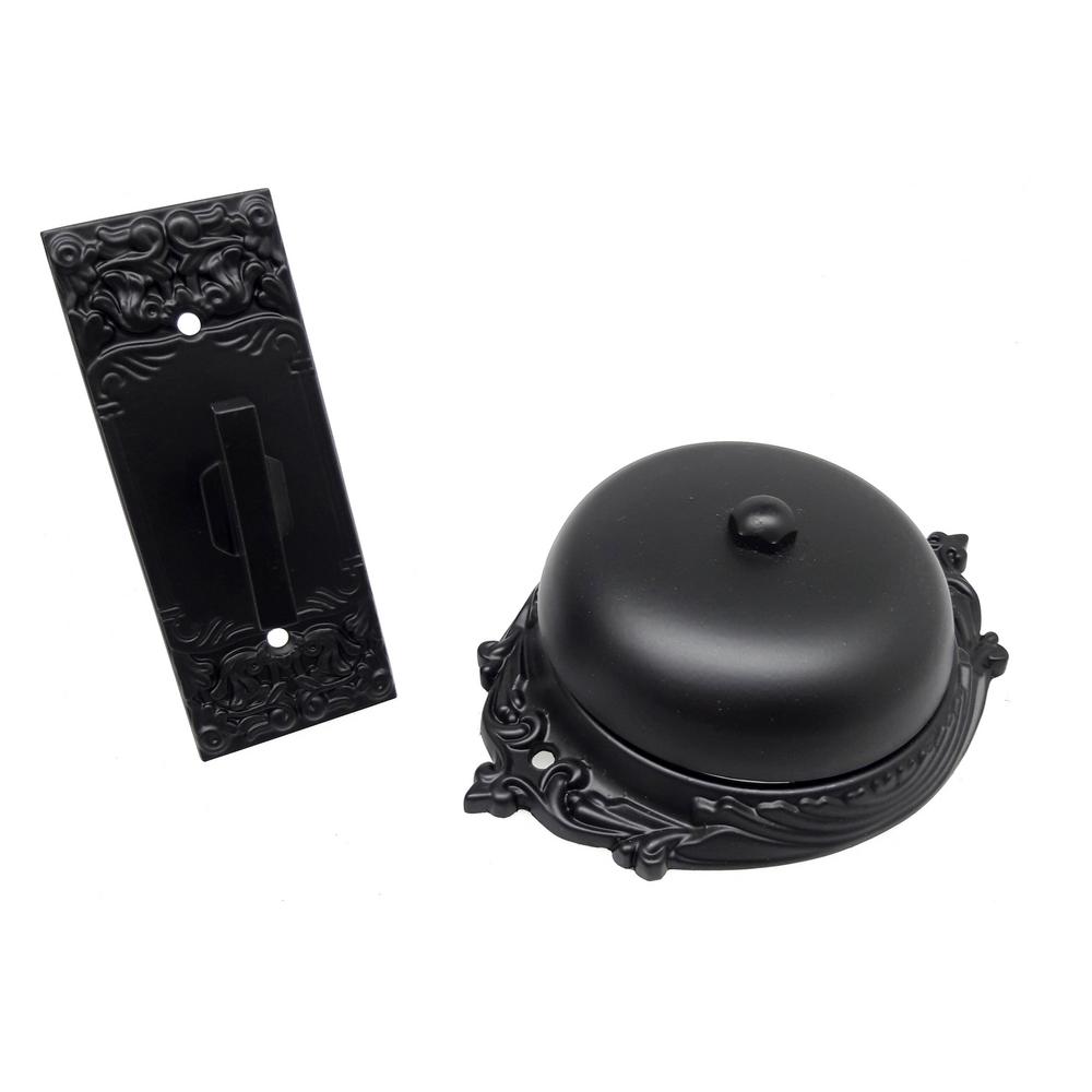 Solid Brass Craftsman Mechanical Twist Door Bell in Matte Black