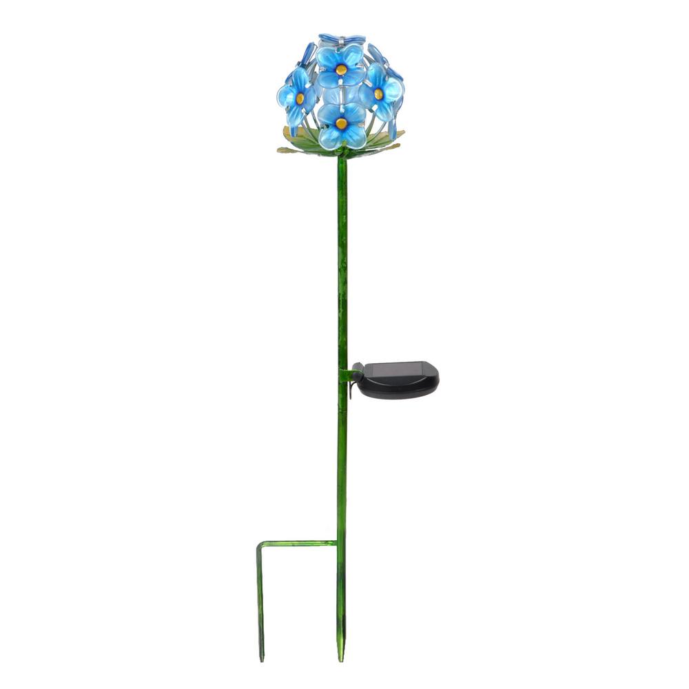 peaktop blue solar flower outdoor garden stake
