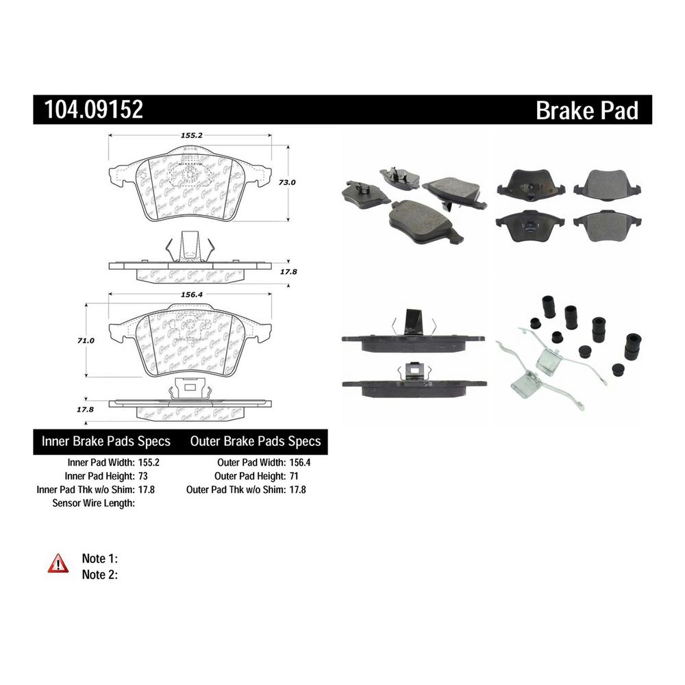 FRONT SET Centric Parts Ceramic Disc Brake Pads 301.16970