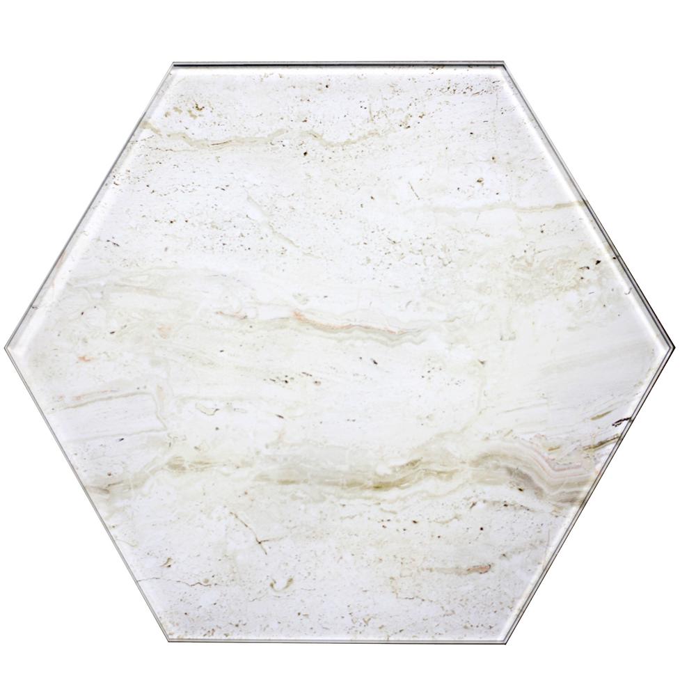 ABOLOS Nature 8 in. x 8 in. Crema Marfil Glass Hexagon Decorative Wall