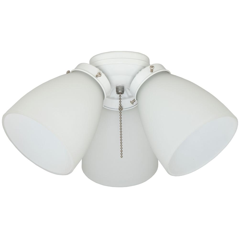 Elite 3-Light White Ceiling Fan Shades LED Light Kit