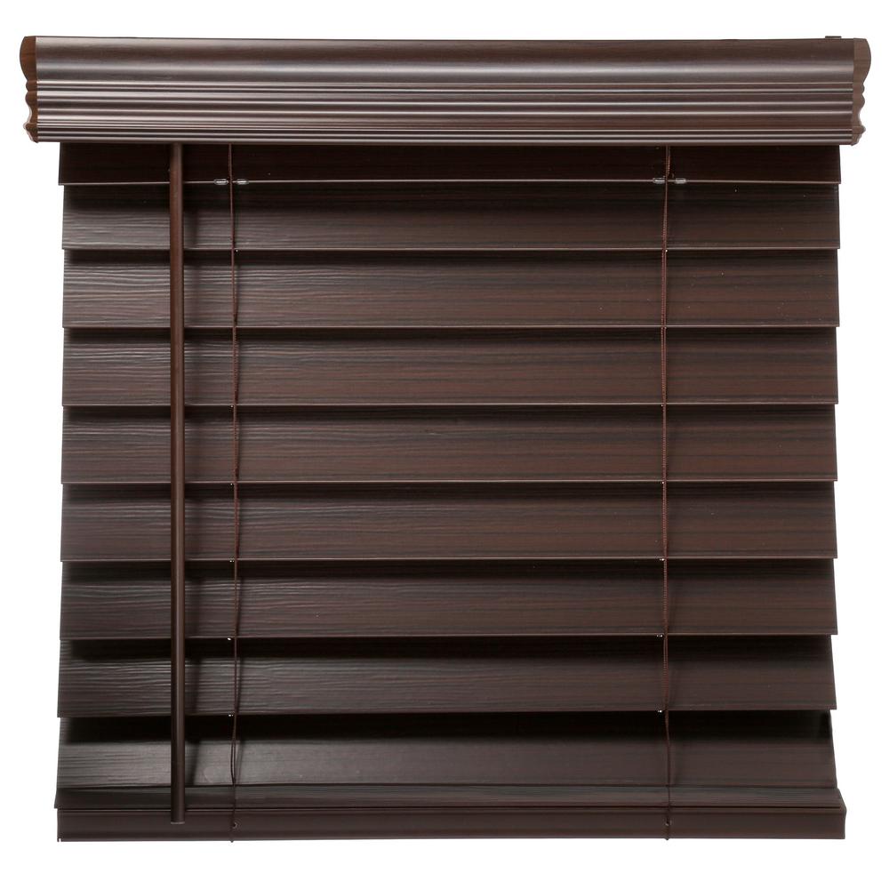 Home Decorators Collection Espresso Cordless 2 1 2 In Premium Faux Wood Blind 58 In W X 72 In L Actual 57 5 In W X 72 In L 10793478402717 The Home Depot